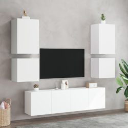 Vegghengte TV-benker 2 stk hvit 40,5x30x40 cm konstruert tre