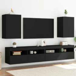 Vegghengte TV-benker 2 stk svart 40,5x30x60 cm konstruert tre