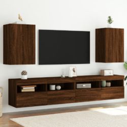 Vegghengte TV-benker 2 stk brun eik 40,5x30x60cm konstruert tre