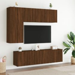 Veggmonterte TV-benker 2 stk brun eik 60x30x41 cm