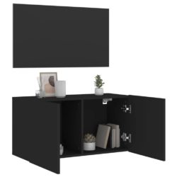 Vegghengt TV-benk svart 80x30x41 cm