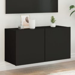 Vegghengt TV-benk svart 80x30x41 cm