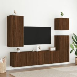 Veggmonterte TV-benker 2 stk brun eik 80x30x41 cm