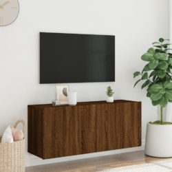 Vegghengt TV-benk brun eik 100x30x41 cm