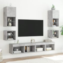 Vegghengte TV-benker med LED 2 stk betonggrå 30×28,5×30 cm