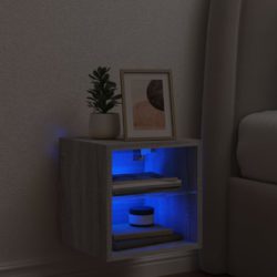 Vegghengt TV-benk med LED grå sonoma 30×28,5×30 cm