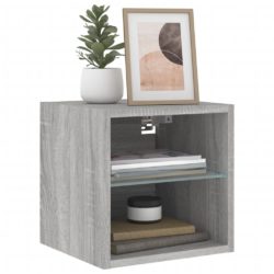 Vegghengte TV-benker med LED 2 stk grå sonoma 30×28,5×30 cm