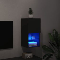 TV-benk med LED-lys svart 30,5x30x60 cm