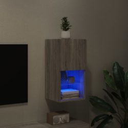 TV-benker med LED-lys grå sonoma 30,5x30x60 cm