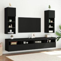 TV-benker med LED-lys 2 stk svart 30,5x30x90 cm