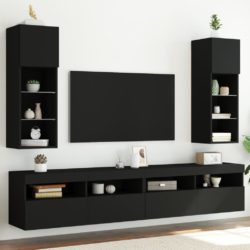 TV-benker med LED-lys 2 stk svart 30,5x30x90 cm