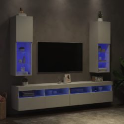 TV-benker med LED-lys 2 stk hvit 30,5x30x102 cm