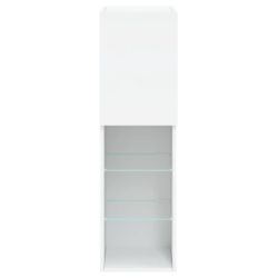 TV-benker med LED-lys 2 stk hvit 30,5x30x102 cm