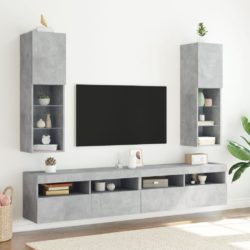 TV-benk med LED-lys betonggrå 30,5x30x102 cm