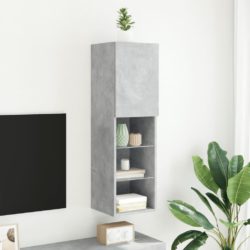 TV-benk med LED-lys betonggrå 30,5x30x102 cm