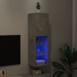 TV-benk med LED-lys betonggrå 30,5x30x102 cm