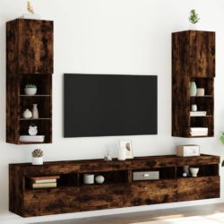 TV-benker med LED-lys 2 stk røkt eik 30,5x30x102 cm