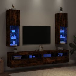 TV-benker med LED-lys 2 stk røkt eik 30,5x30x102 cm