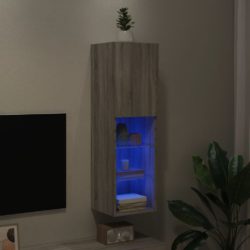 TV-benk med LED-lys grå sonoma 30,5x30x102 cm