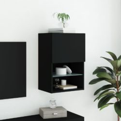 TV-benker med LED-lys 2 stk svart 40,5x30x60 cm