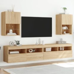 TV-benker med LED-lys 2 stk sonoma eik 40,5x30x60 cm