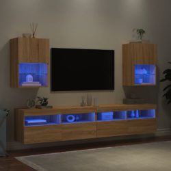 TV-benker med LED-lys 2 stk sonoma eik 40,5x30x60 cm