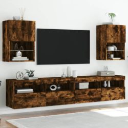 TV-benker med LED-lys 2 stk røkt eik 40,5x30x60 cm