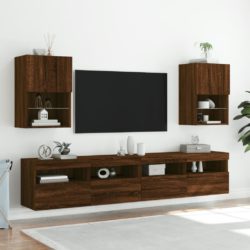 TV-benk med LED-lys brun eik 40,5x30x60 cm