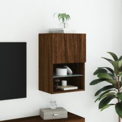 TV-benk med LED-lys brun eik 40,5x30x60 cm