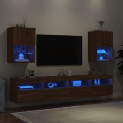 TV-benker med LED-lys 2 stk brun eik 40,5x30x60 cm