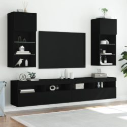 TV-benk med LED-lys svart 40,5x30x90 cm