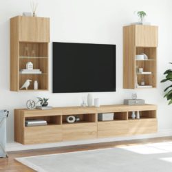 TV-benk med LED-lys sonoma eik 40,5x30x90 cm