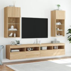 TV-benker med LED-lys 2 stk sonoma eik 40,5x30x90 cm