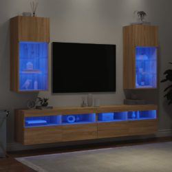 TV-benker med LED-lys 2 stk sonoma eik 40,5x30x90 cm