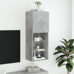 TV-benk med LED-lys betonggrå 40,5x30x102 cm