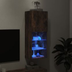 TV-benk med LED-lys røkt eik 40,5x30x102 cm