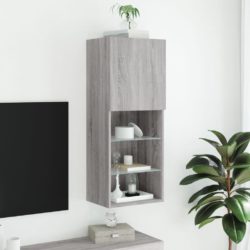 TV-benk med LED-lys grå sonoma 40,5x30x102 cm