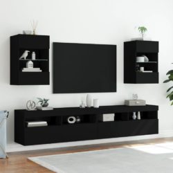 Vegghengt TV-benk med LED svart 40x30x60,5 cm