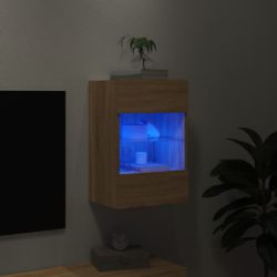 Vegghengt TV-benk med LED sonoma eik 40x30x60,5 cm