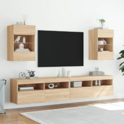 Vegghengt TV-benk med LED sonoma eik 40x30x60,5 cm