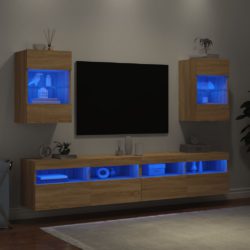 Vegghengte TV-benker med LED 2 stk sonoma eik 40x30x60,5 cm