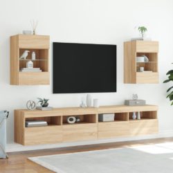 Vegghengte TV-benker med LED 2 stk sonoma eik 40x30x60,5 cm