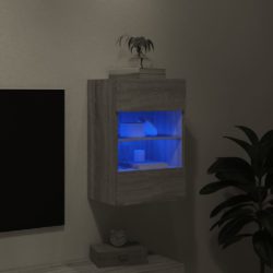 Vegghengt TV-benk med LED grå sonoma 40x30x60,5 cm