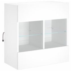 Vegghengt TV-benk med LED hvit 58,5x30x60,5 cm