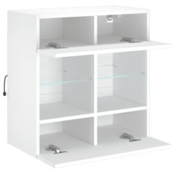 Vegghengt TV-benk med LED hvit 58,5x30x60,5 cm