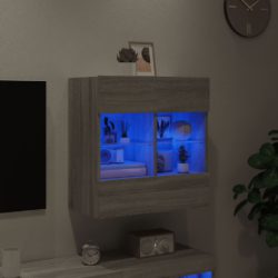 Vegghengt TV-benk med LED grå sonoma 58,5x30x60,5 cm