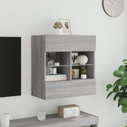 Vegghengt TV-benk med LED grå sonoma 58,5x30x60,5 cm