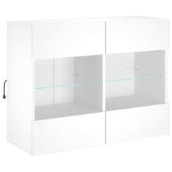 Vegghengt TV-benk med LED hvit 78,5x30x60,5 cm