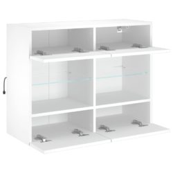 Vegghengt TV-benk med LED hvit 78,5x30x60,5 cm