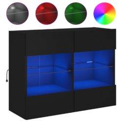 Vegghengt TV-benk med LED svart 78,5x30x60,5 cm